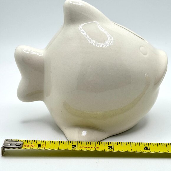 Ceramic Fish White Piggy Bank Coin Saver Japan 5" - Picture 3 of 7